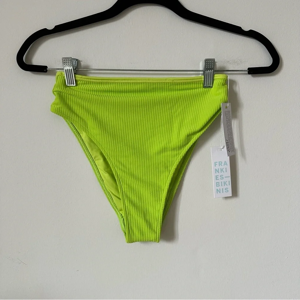 NWT Frankies Jenna Ribbed Bandeau Bikini Bottom Size S in Slime